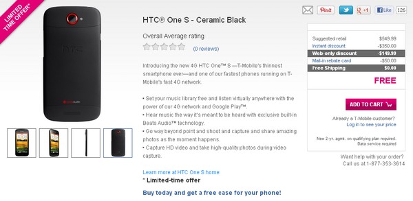 The HTC One S Black Now at T-Mobile – Free Gift Included