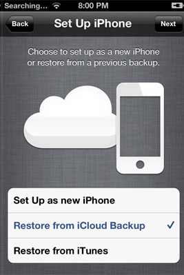 restore from icloud backup