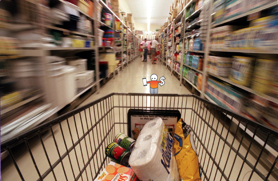 Trolley in supermarket