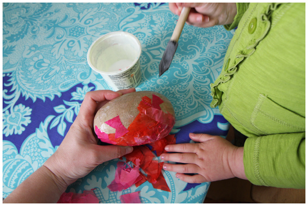 tissue paper egg art