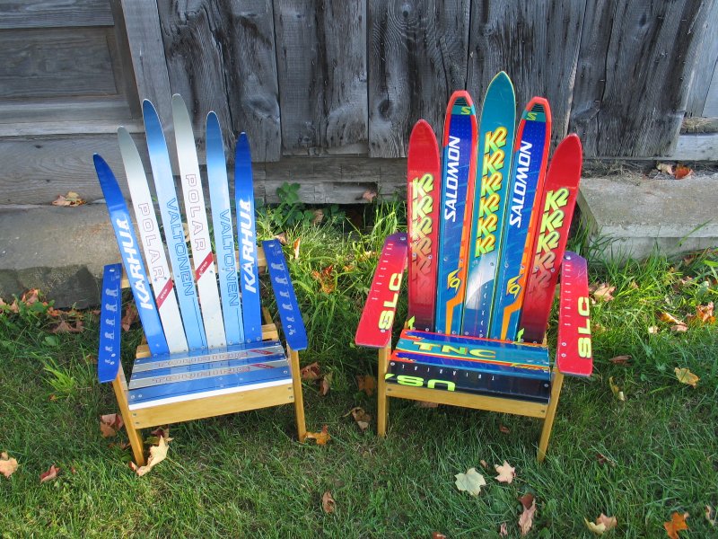 recycled skis chairs