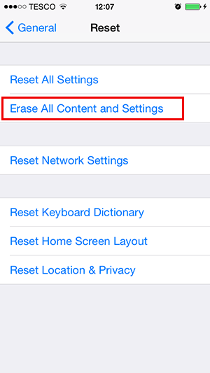 Erase all Data