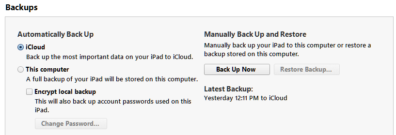 Using iCloud to backup