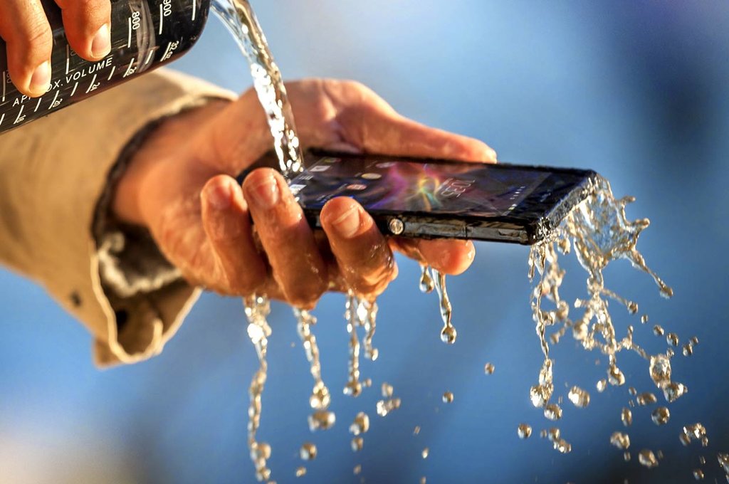 Sony Xperia Being Soaked in Water