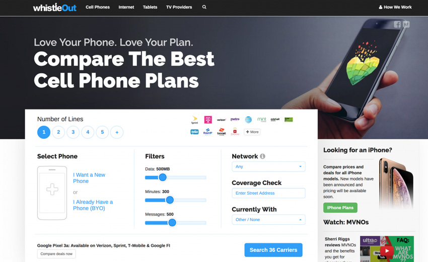 WhistleOut Cell Phone Price Comparison Site