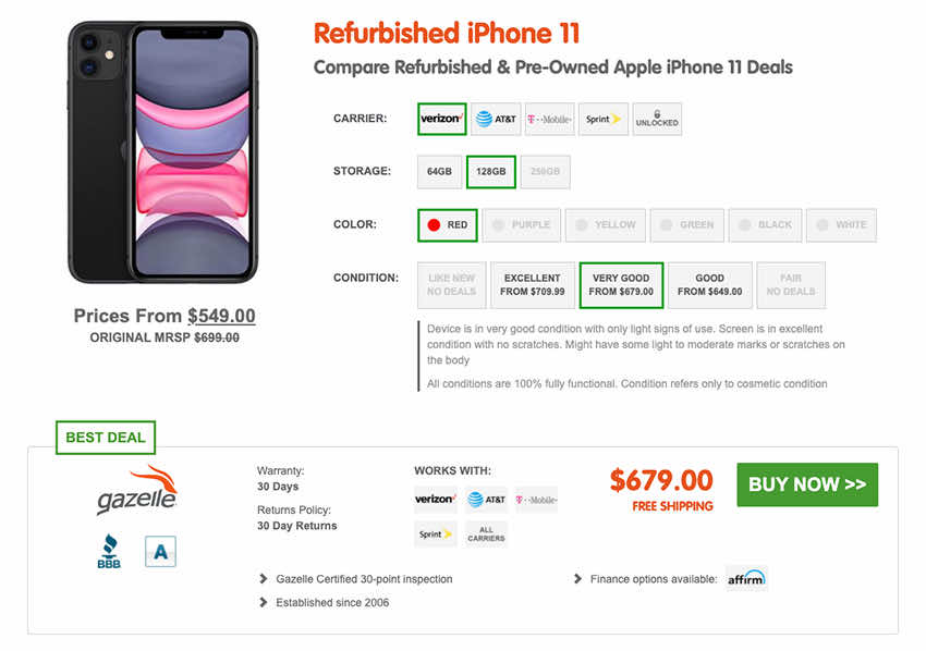 SellCell.com Refurbished iPhone 11