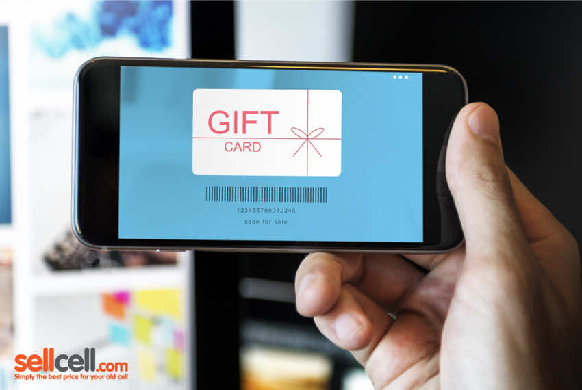 Phone displaying a digital gift card